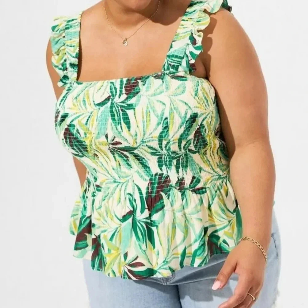Torrid Size 1 Tropical Peplum Top NWT
